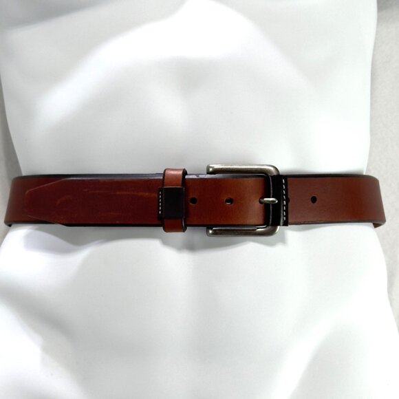 JOHNSTON & MURPHY Mens Brown Leather Belt With Silver Buckle Size 34" - Picture 9 of 10